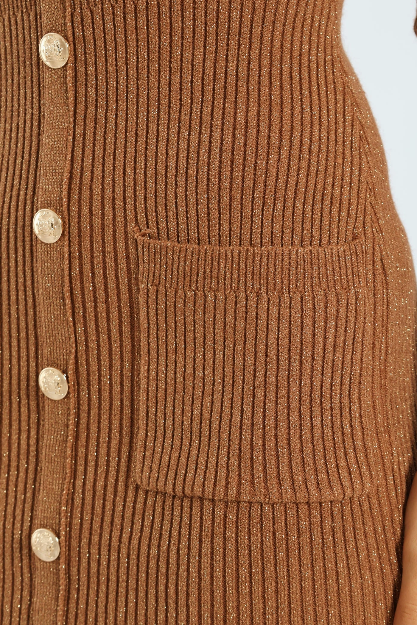 Mini Lurex Knit Dress With Gold Buttons Elegant evening wear Grass Soft