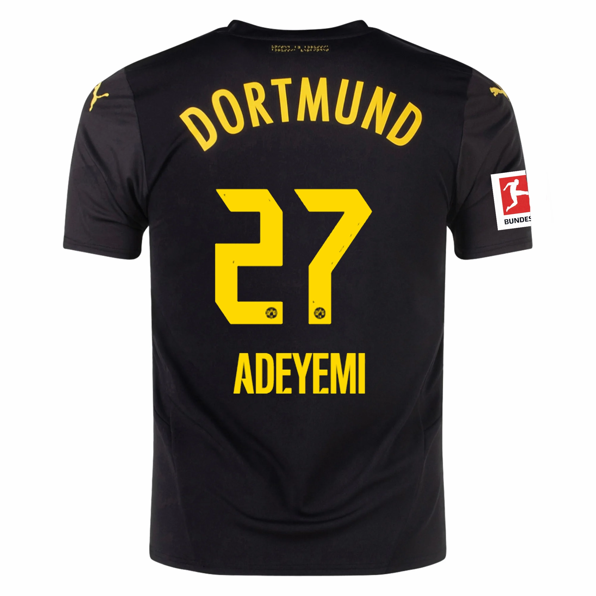 Puma Borussia Dortmund Karim Adeyemi Away Jersey w/ Bundesliga Patch 24/25 (Puma Black/Faster Yellow) Dynamic Fit Technology