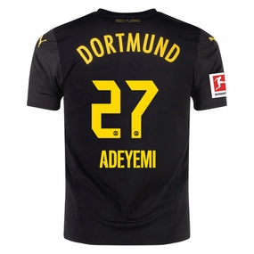 Slim Finish Simple Layer Puma Borussia Dortmund Karim Adeyemi Away Jersey w/ Bundesliga Patch 24/25 (Puma Black/Faster Yellow)