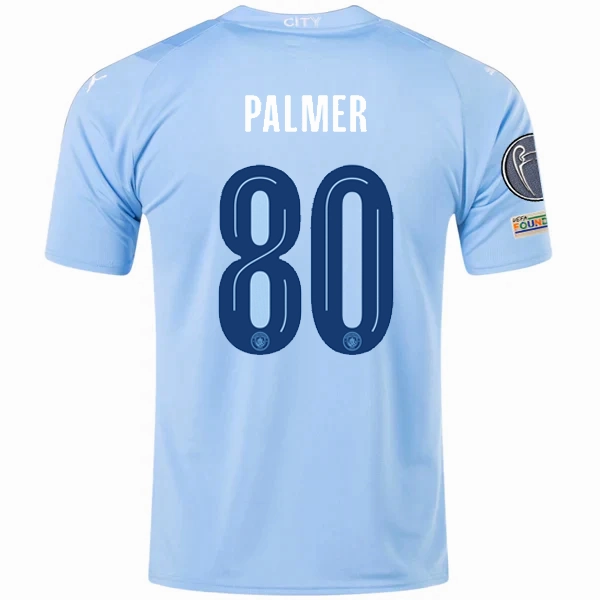Workout Session Puma Manchester City Cole Palmer Home Jersey w/ Champions League   Club World Cup Patches 23/24 (Team Light Blue/Puma White)