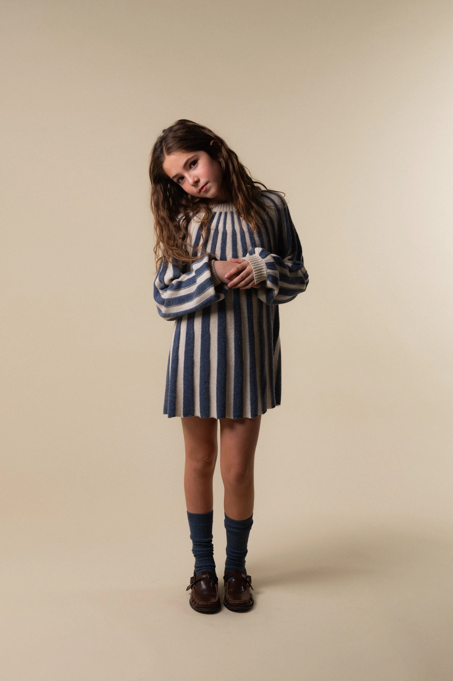 Luxe Appeal [Pre-order] Birinit Petit Navy stripes knit dress