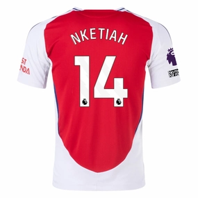 adidas Arsenal Authentic Eddie Nketiah Home Jersey w/ EPL   No Room For Racism Patches 24/25 (Better Scarlet/White) Airy material Endurance Wear