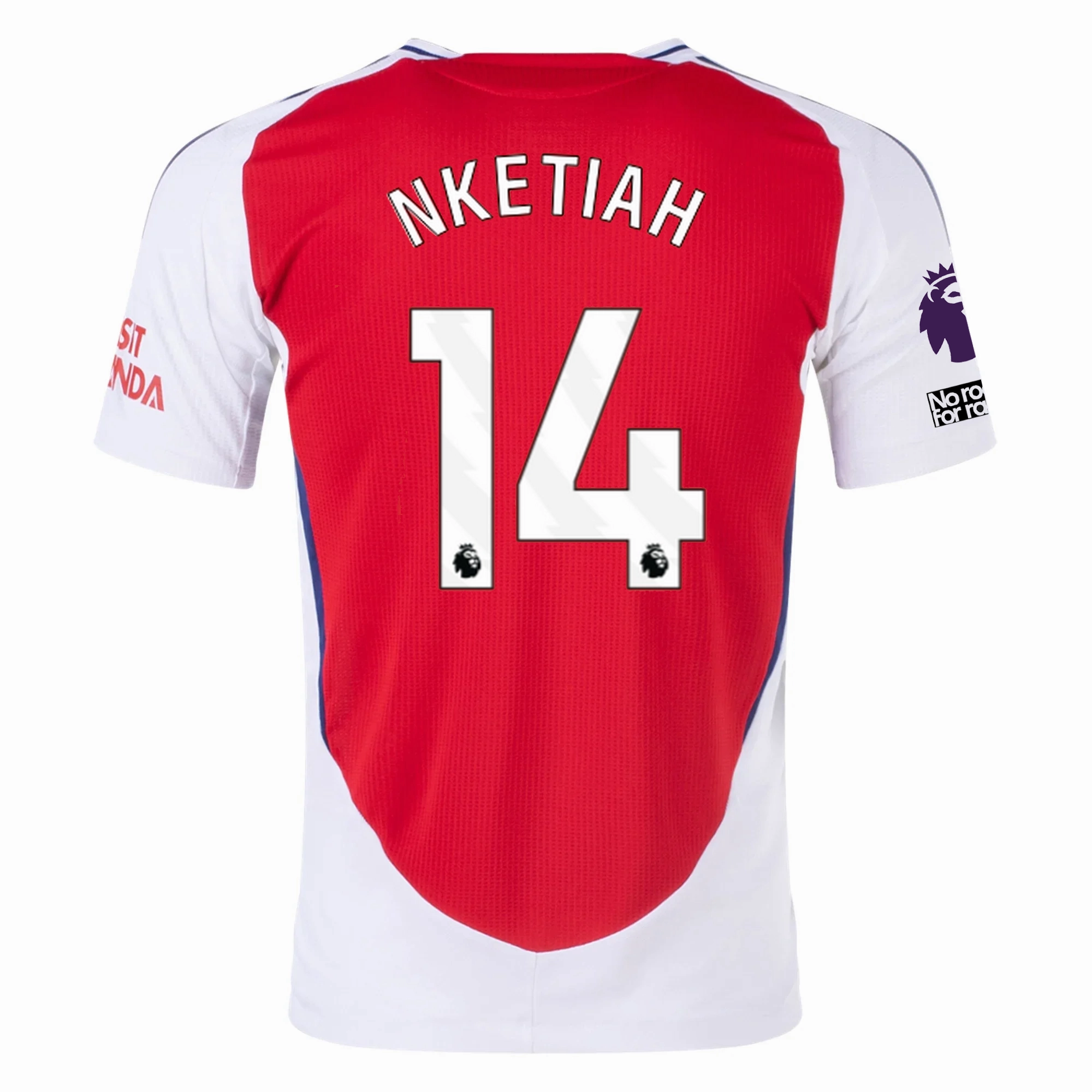 adidas Arsenal Authentic Eddie Nketiah Home Jersey w/ EPL   No Room For Racism Patches 24/25 (Better Scarlet/White) Ergonomic Articulated Sleeve