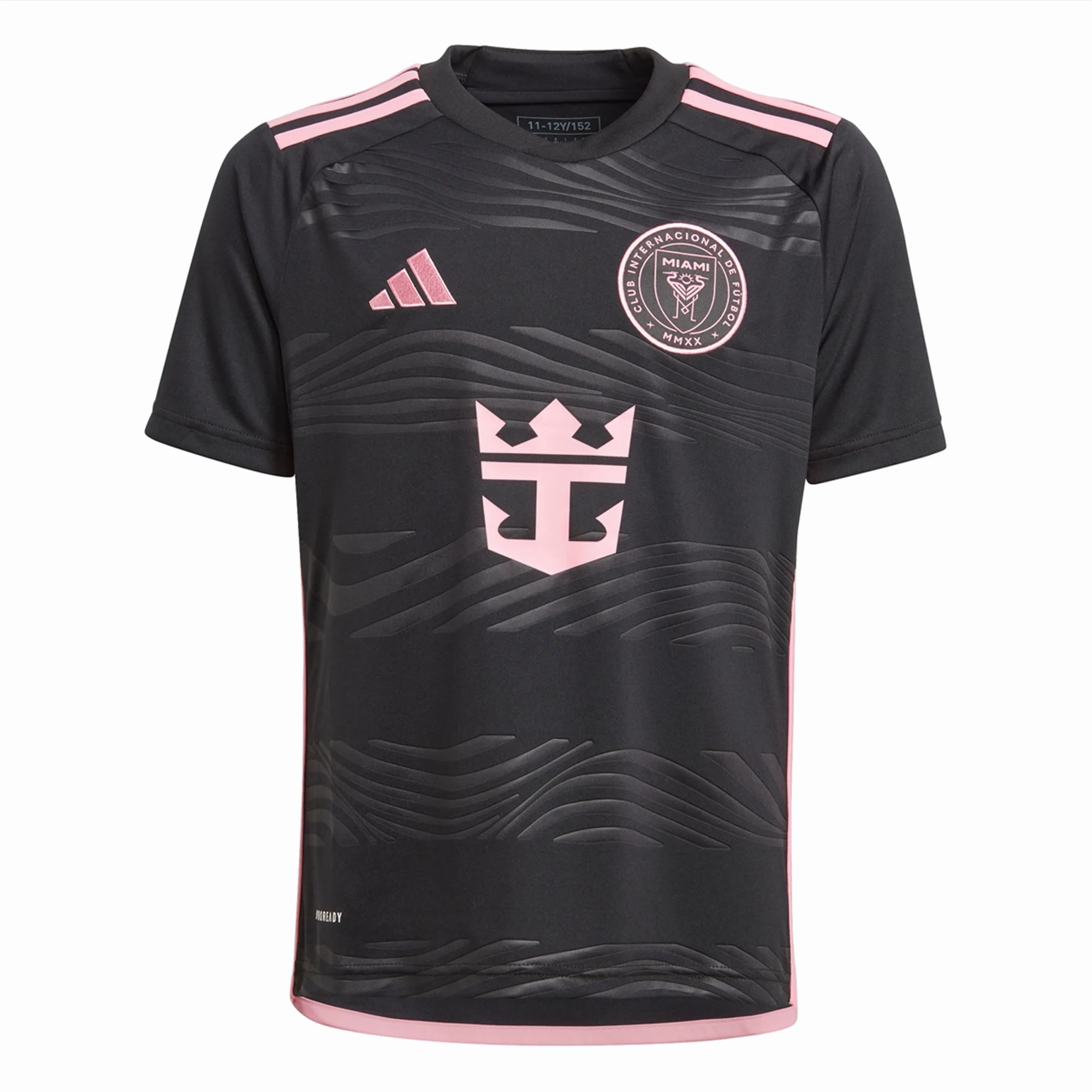 adidas Youth Inter Miami Royal Caribbean Away Jersey 23/24 (Black/Bliss Pink) Double Layered Hem