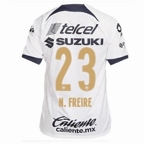 Nike Pumas UNAM Nicol??s Freire Home Jersey w/ Liga MX Patch 23/24 (White/Obsidian) Lightweight Fabric 3D Knit Texture
