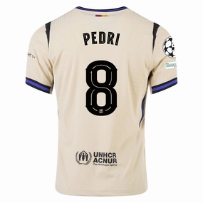 Performance Optimized Weave Nike Pedri Men's FC Barcelona Authentic Away Jersey w/ Champions League Patches (Team Gold/Persian Violet/Black)