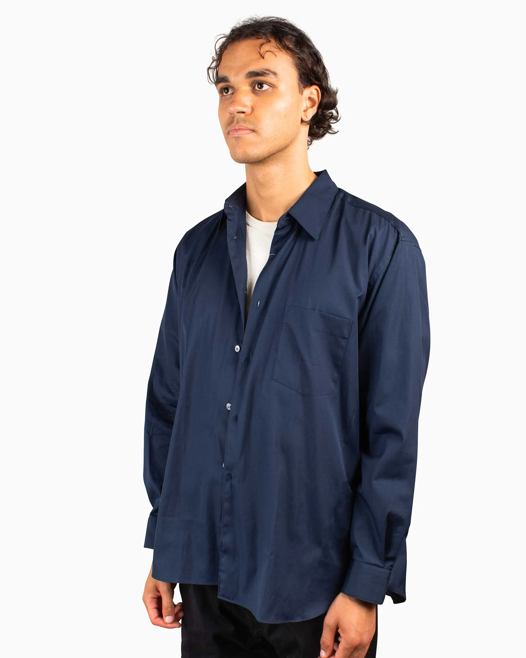 Anti Static Lining Smart Look Comme des Gar?ons SHIRT Wide Classic Big Collar Shirt Navy