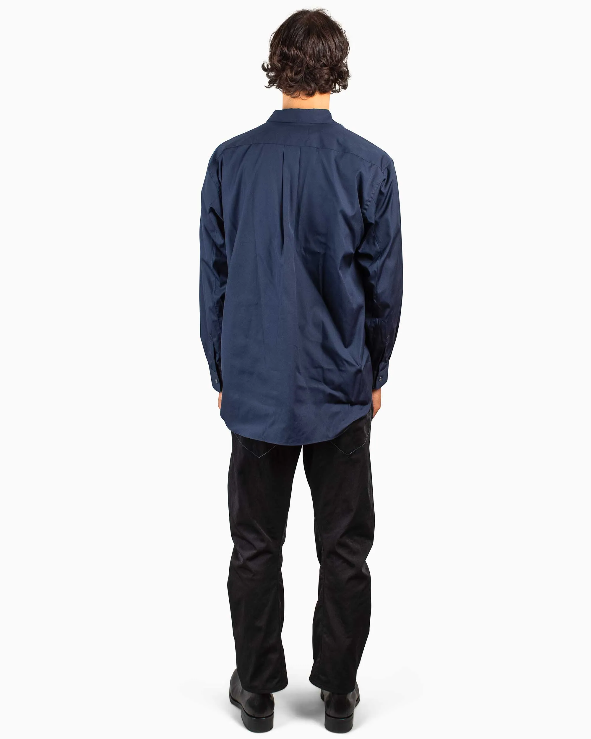 Comme des Gar?ons SHIRT Wide Classic Big Collar Shirt Navy Anti Static Finish Cooling Core Technology