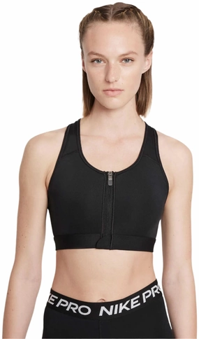 Reinforced Stress Points Women's Swoosh Medium-Support Padded Zip-Front Sports Bra