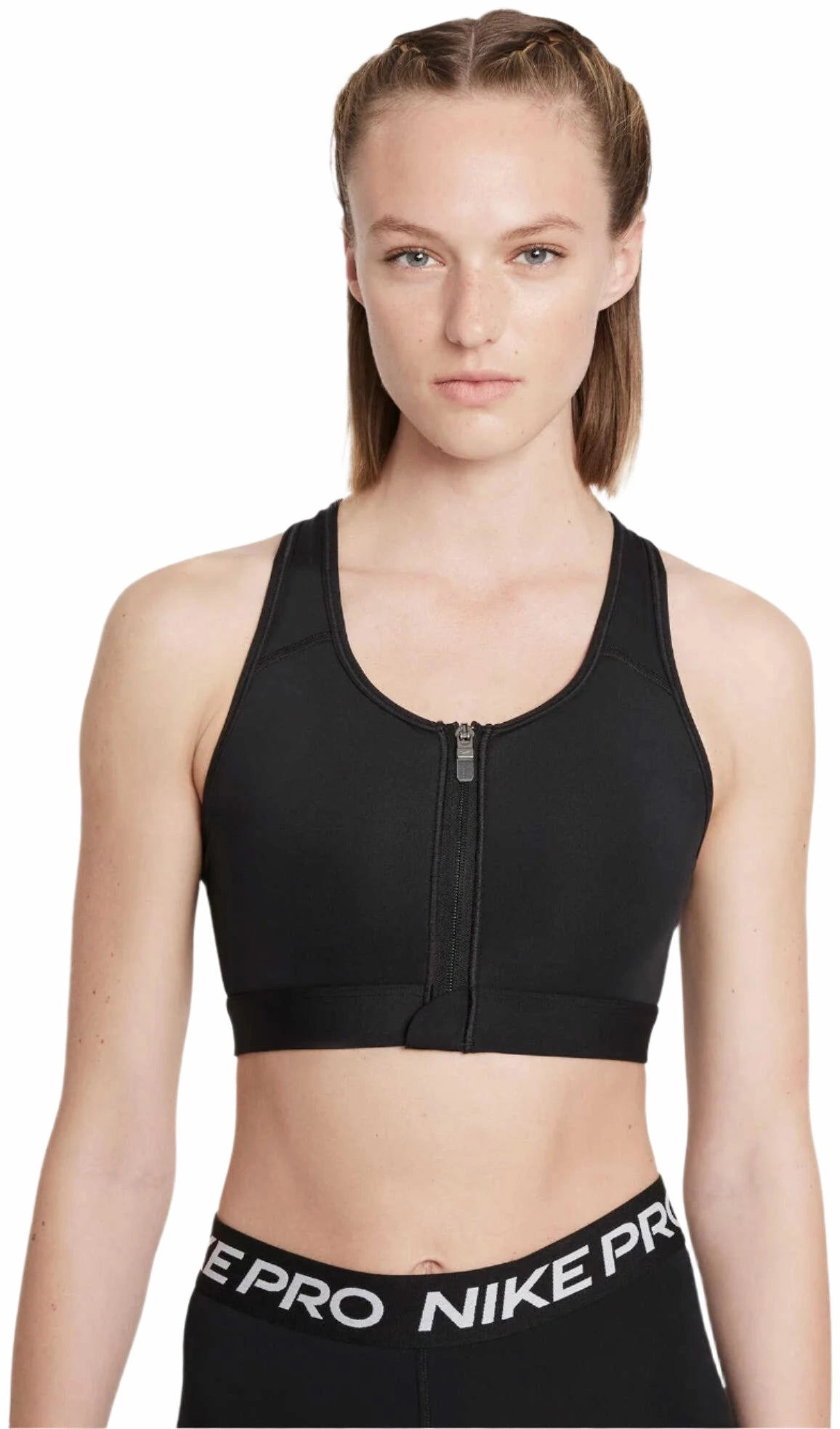 Women's Swoosh Medium-Support Padded Zip-Front Sports Bra Green fitness wear