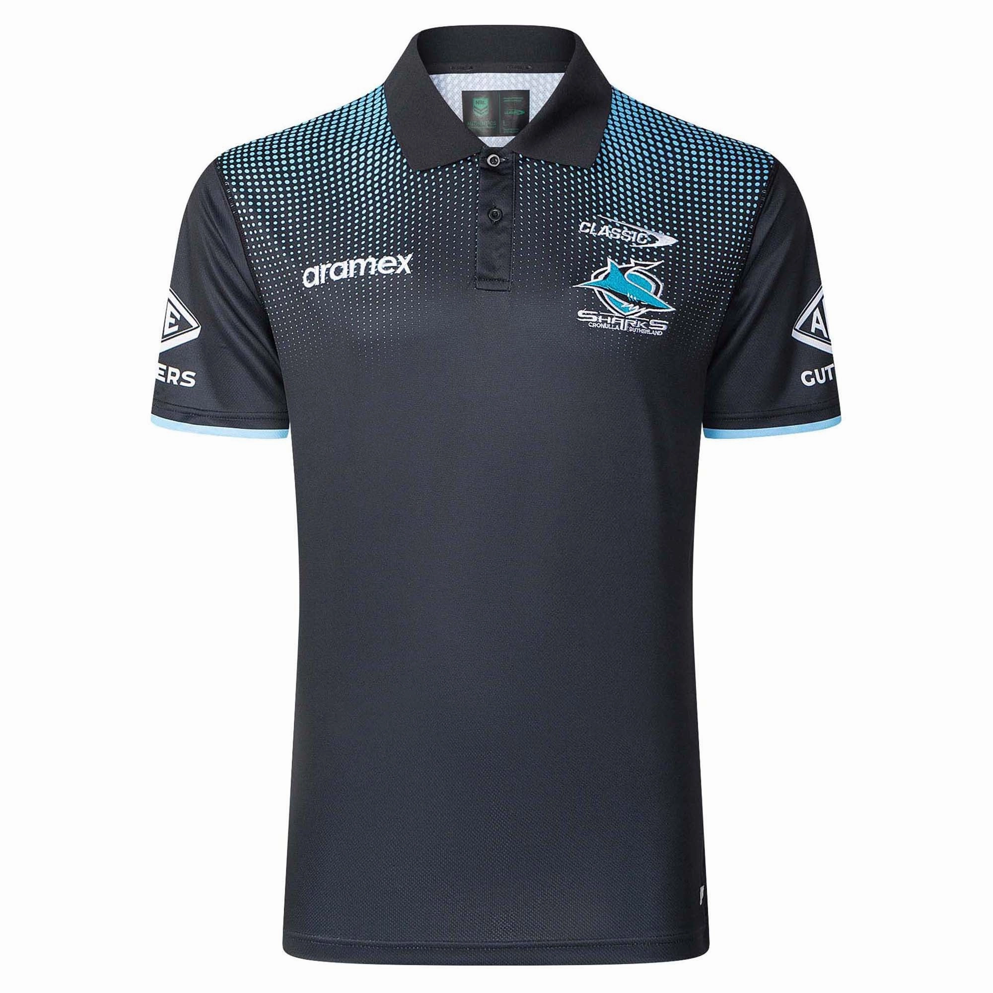 Stretch Comfort Men's NRL Cronulla-Sutherland Sharks 2025 Media Polo