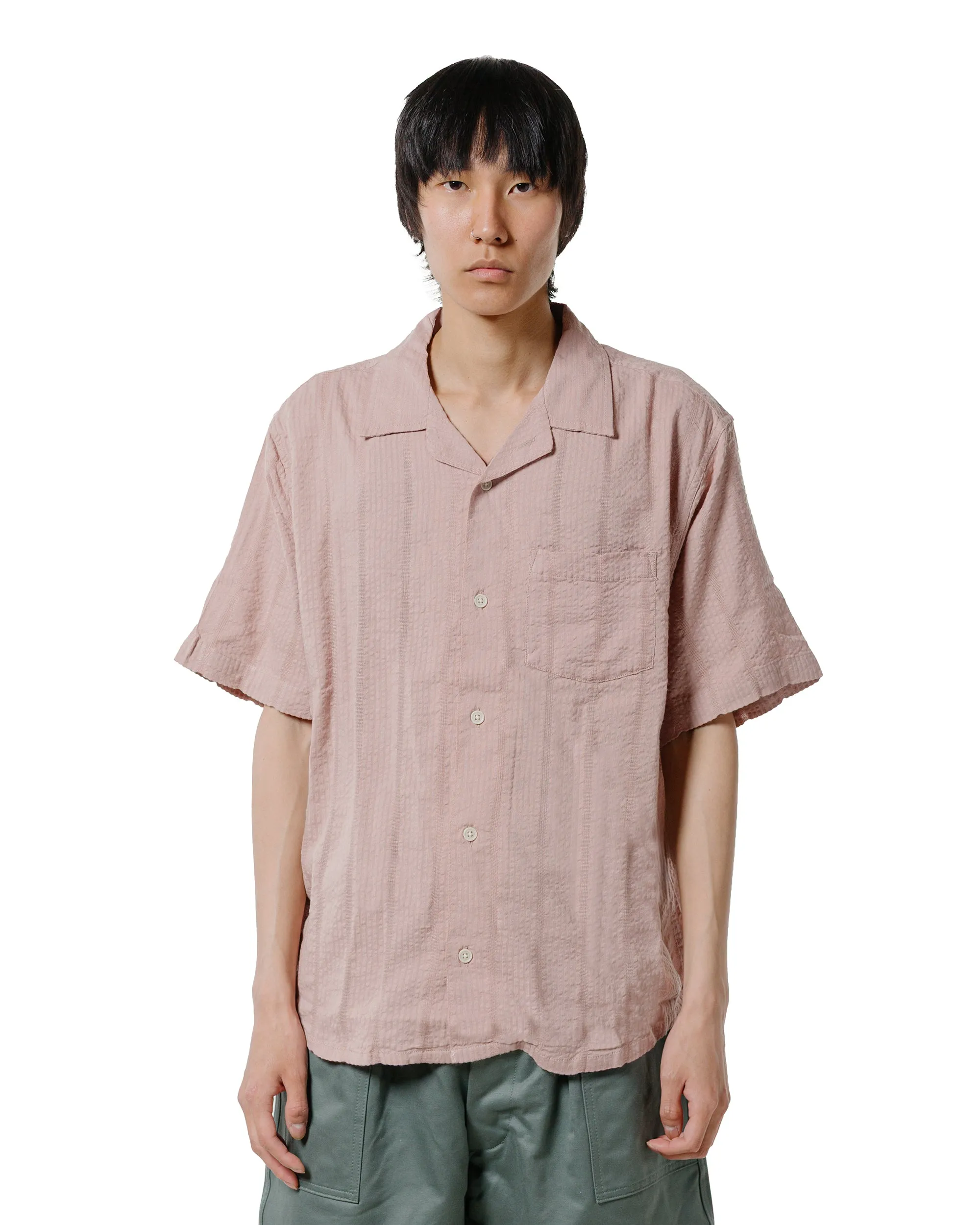 Corridor Striped Seersucker SS Pink Lounge Comfort Ruffle Edge