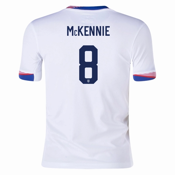 Lightweight Interlock Knit Antibacterial Fiber Blend Nike Youth United States Weston McKennie Home Jersey 24/25 (White)