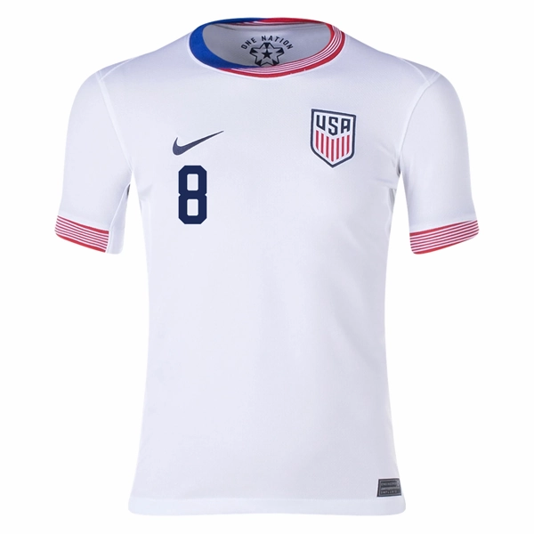 Quick Release Moisture Transfer Reflective Accent Strips Nike Youth United States Weston McKennie Home Jersey 24/25 (White)