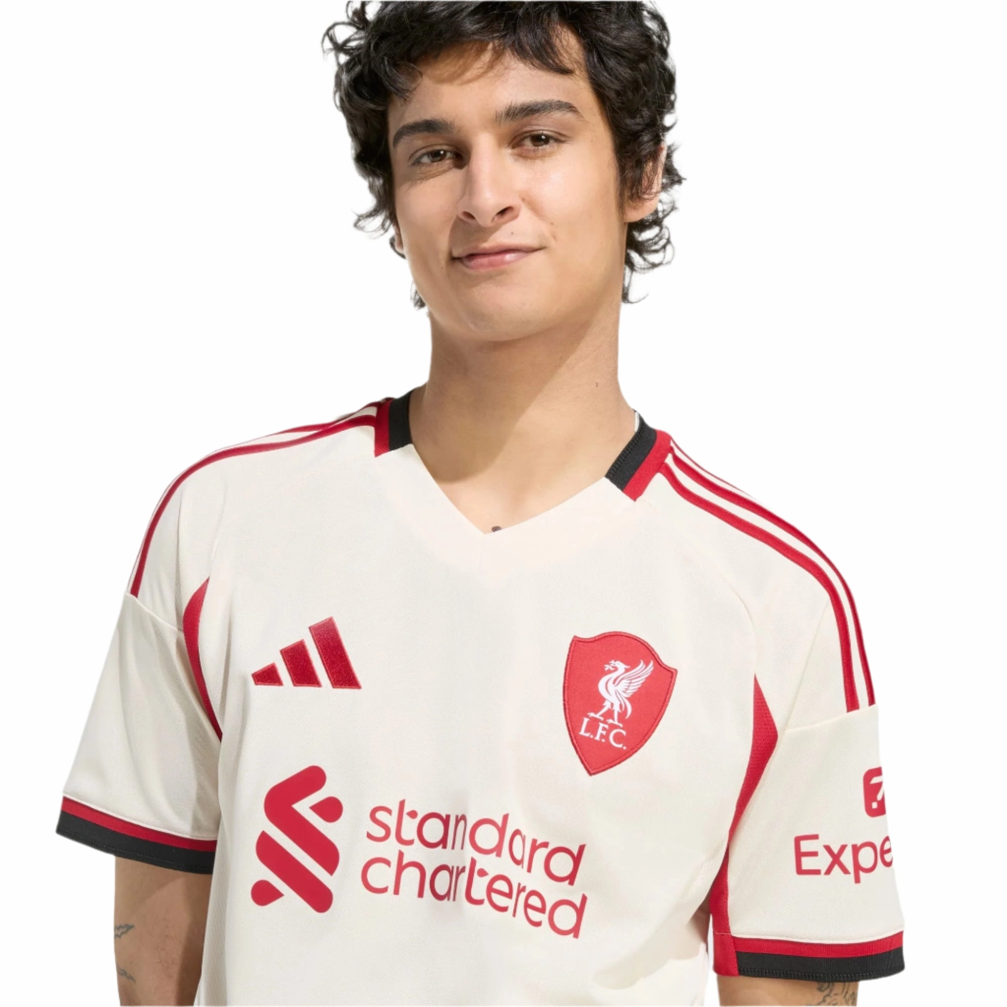 Action Fit Yarn Dye Technique adidas Men's Liverpool Dominik Szoboszlai Away Jersey w/ EPL Champions Patch 25/26 (Wonder White)