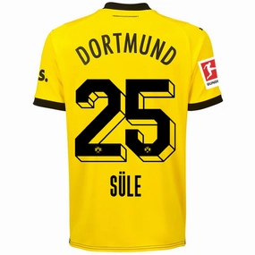 Puma Borussia Dortmund Sule Home Jersey w/ Bundesliga Patch 23/24 (Cyber Yellow/Puma Black) Low Profile Seam Construction Pulse Fit