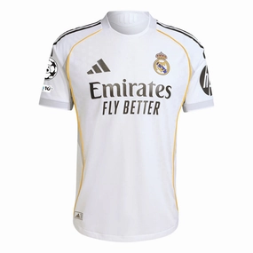 Ultra Comfort adidas Real Madrid Authentic Home Jersey 25/26 w/ Champions League Patches (White)