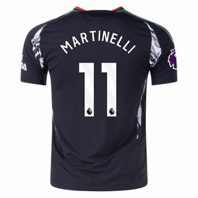 adidas Arsenal Authentic Gabriel Martinelli Away Jersey w/ EPL Patch 24/25 (Black) Bonded Armhole Frames Double Layered Hem