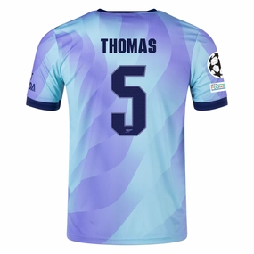 adidas Arsenal Authentic Thomas Partey Third Jersey w/ Champions League Patches 24/25 (Clear Aqua/Light Flash Purple) Effortless Style