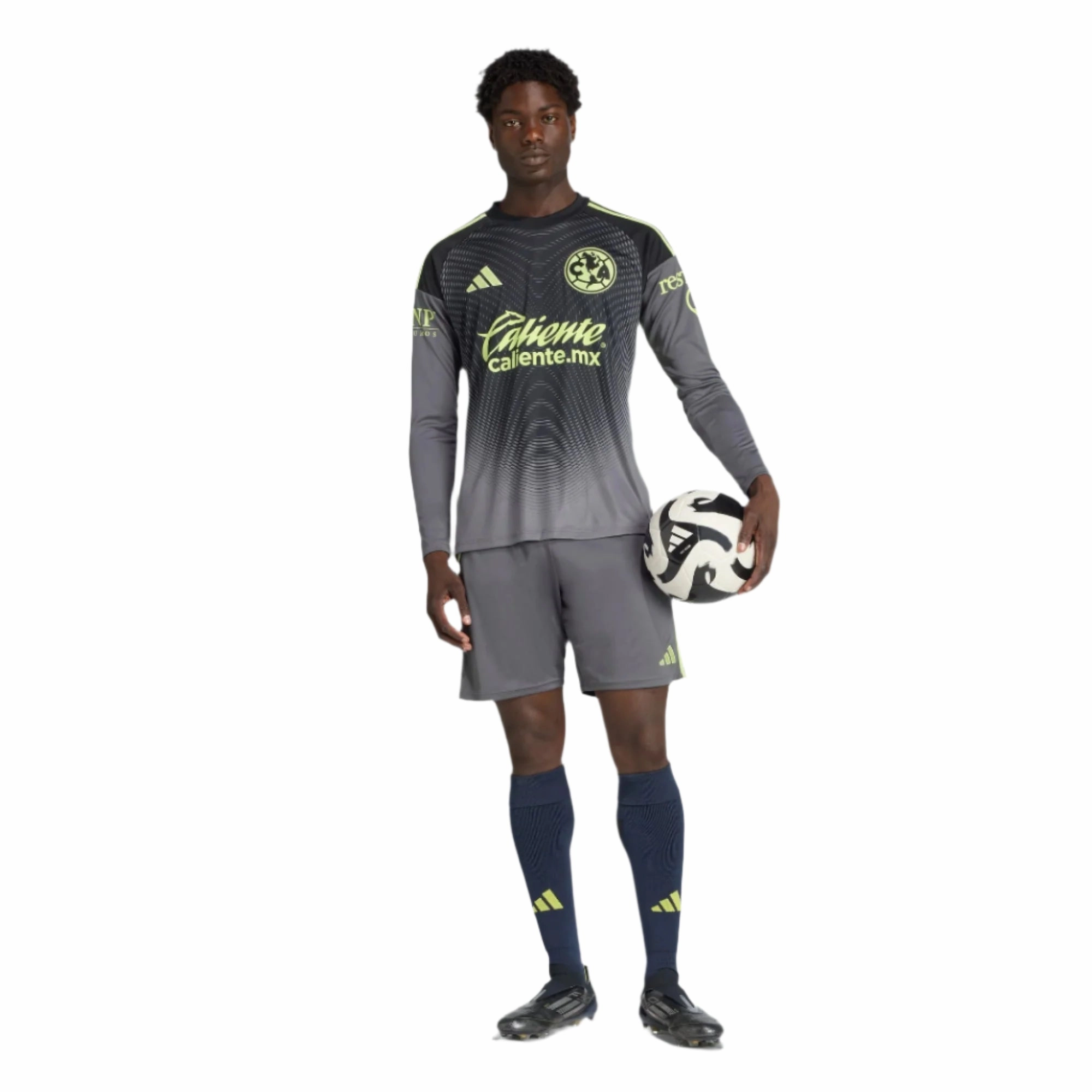 Relaxed Fit adidas Club Am??rica 25/26 Long Sleeve Goalkeeper Jersey (Black/Grey/Lime Green)