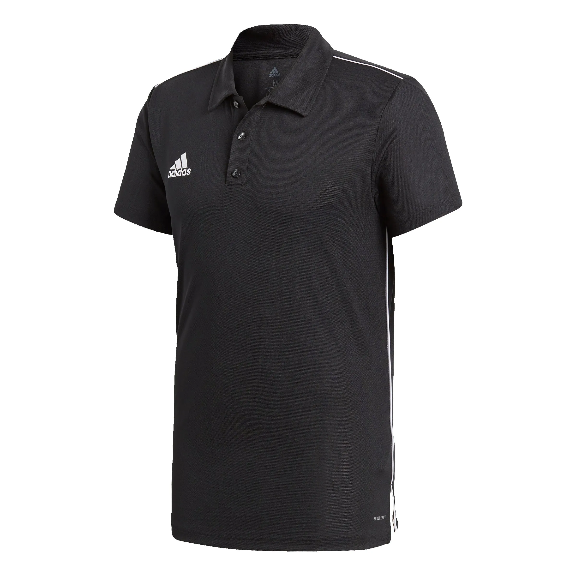 ADIDAS CORE 18 CLIMALITE SOCCER POLO SHIRT (BLACK/WHITE) MoistureWicking