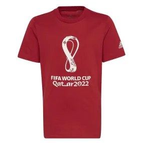 adidas - Kids' (Junior) FIFA World Cup 22 Official Emblem T-Shirt (HD6385) Double Layered Edging Fitness Apparel