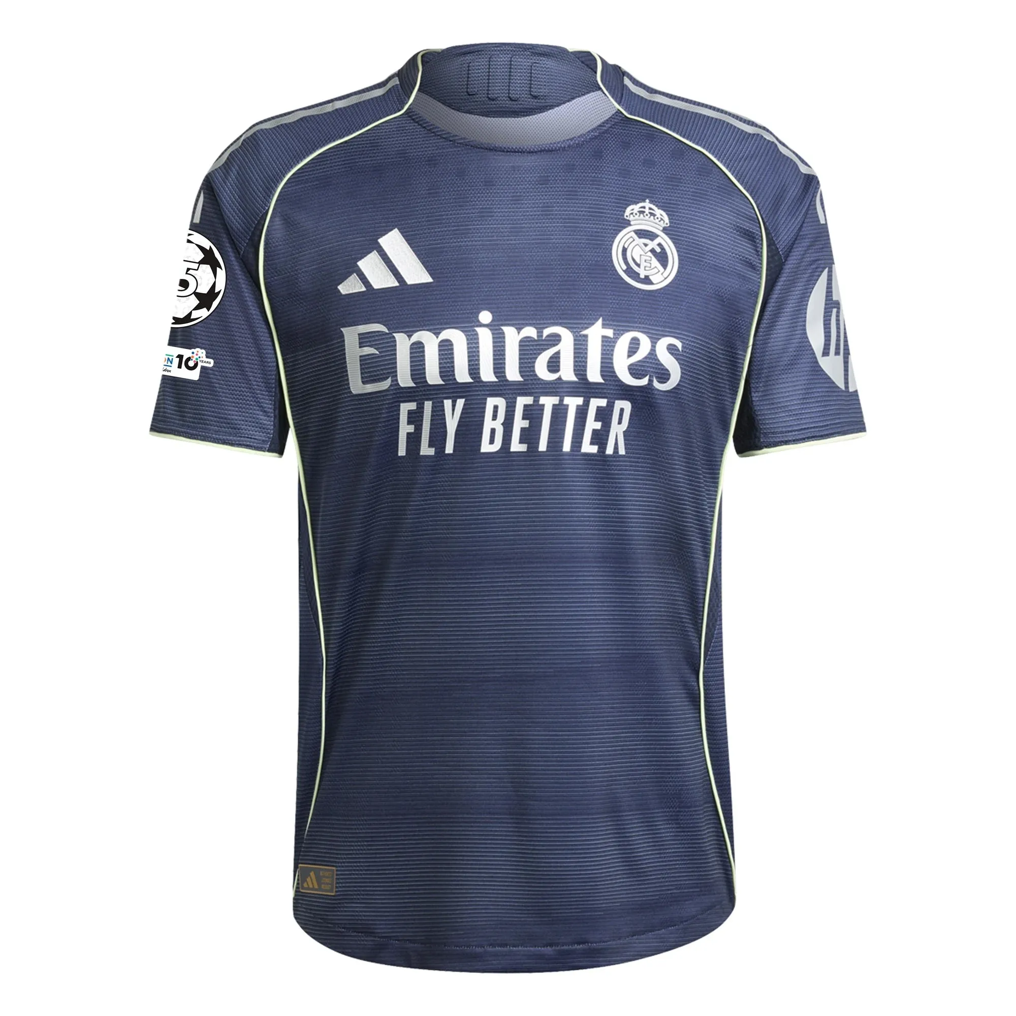 adidas Kylian Mbappe Real Madrid Authentic Away Jersey 25/26 w/ Champions League Patches (Legend Ink) Lightweight Fit Temperature Regulating Technology