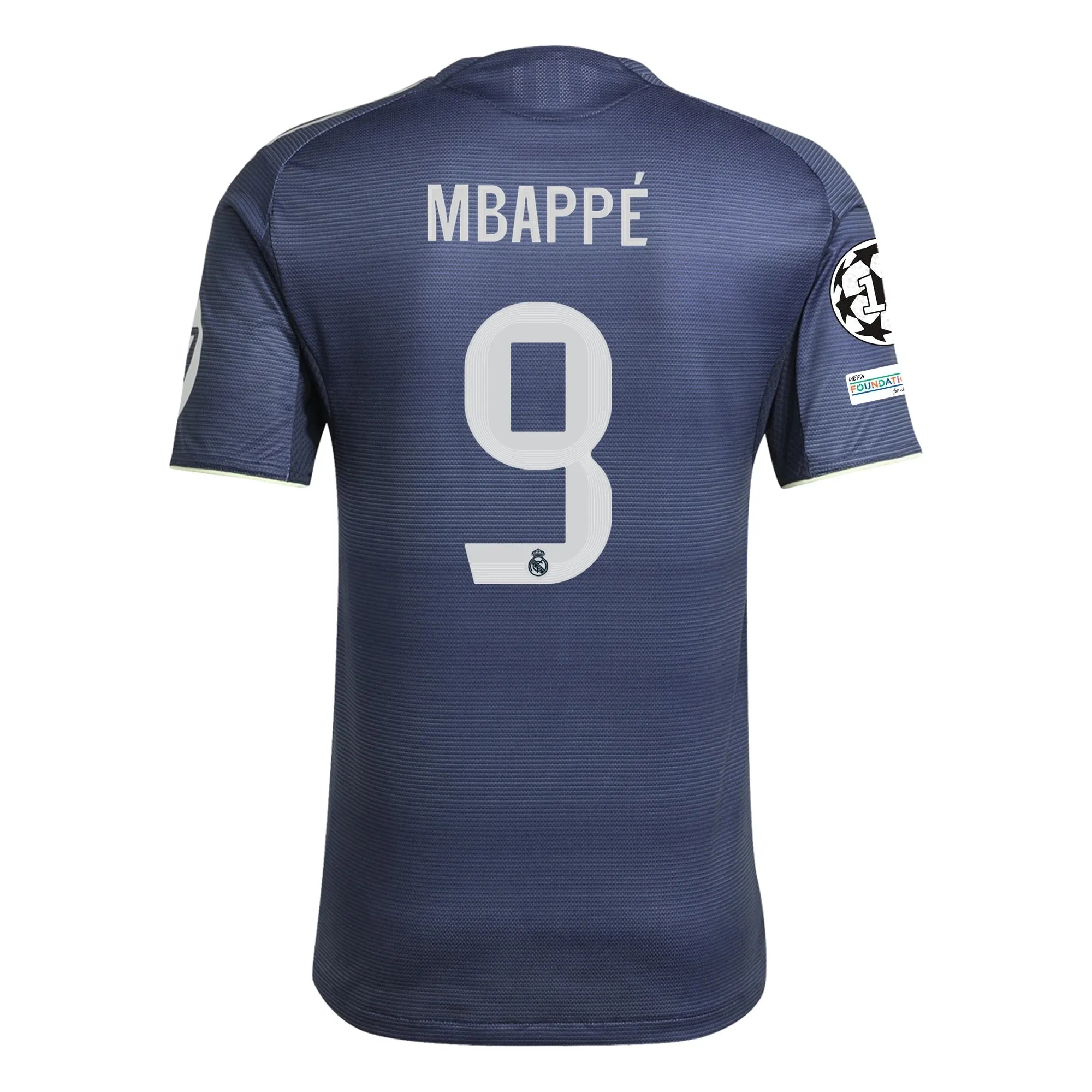 Compact Knit Structure Urban Street adidas Kylian Mbappe Real Madrid Authentic Away Jersey 25/26 w/ Champions League Patches (Legend Ink)