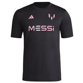 adidas Leonel Messi Miami Wordmark Jersey Top (Black) Reinforced Stitching