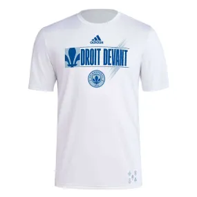 adidas - Men's CF Montreal 2024 Pre-Game T-Shirt (IX0033) Quick Release Zipper Features Team Vibe