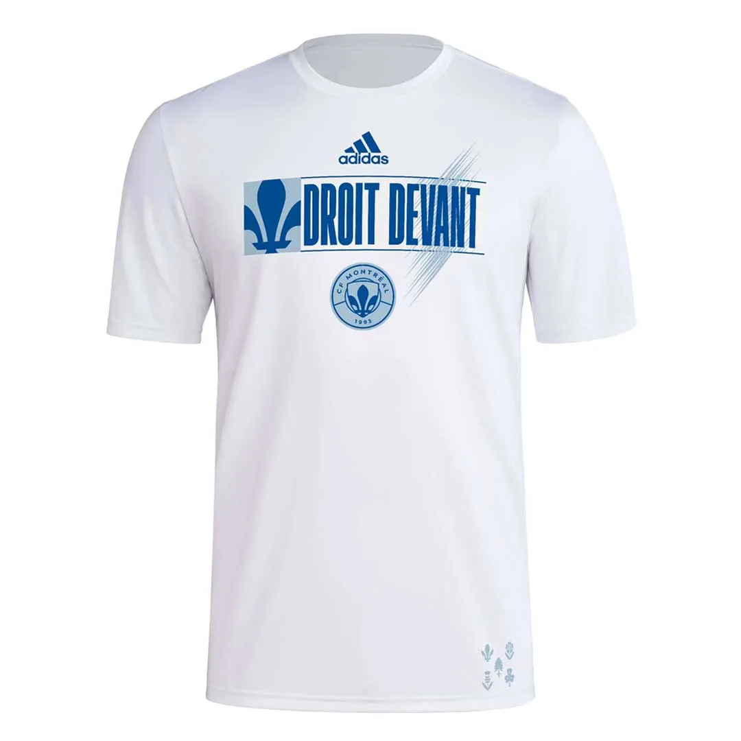 adidas - Men's CF Montreal 2024 Pre-Game T-Shirt (IX0033) Quick Release Zipper Features Team Vibe