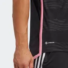 Action Fit Athletic Silicone Trim adidas Men's Lionel Messi Inter Miami Away Jersey 23/24 w/ MLS Apple   Sponsors Patches (Black/True Pink)