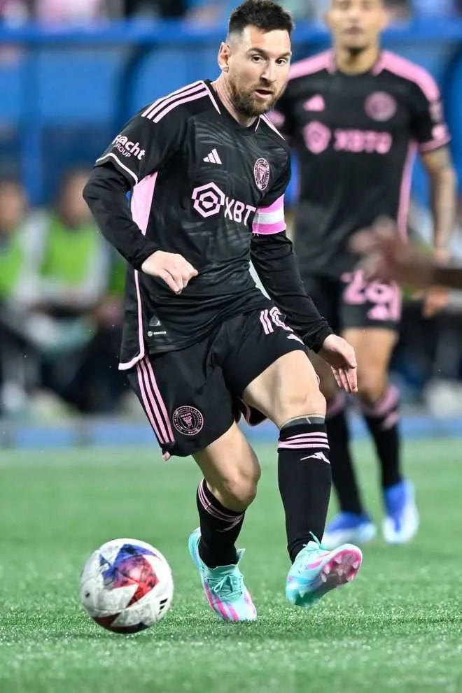 Heat Zone Fit adidas Men's Lionel Messi Inter Miami Away Jersey 23/24 w/ MLS Apple   Sponsors Patches (Black/True Pink)