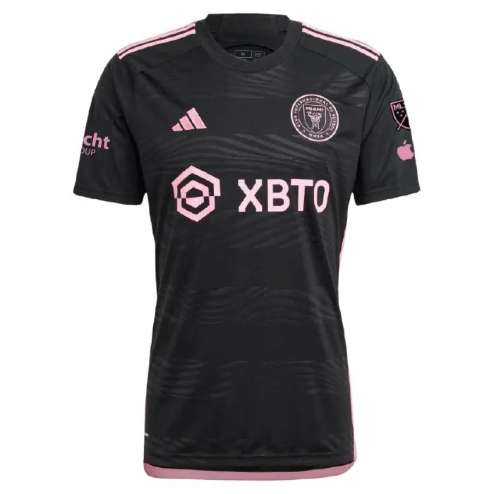 adidas Men's Lionel Messi Inter Miami Away Jersey 23/24 w/ MLS Apple   Sponsors Patches (Black/True Pink) Comfort Focused