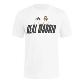 adidas Men's Real Madrid CWC T-Shirt (White) Relaxed Comfort Curved Hem
