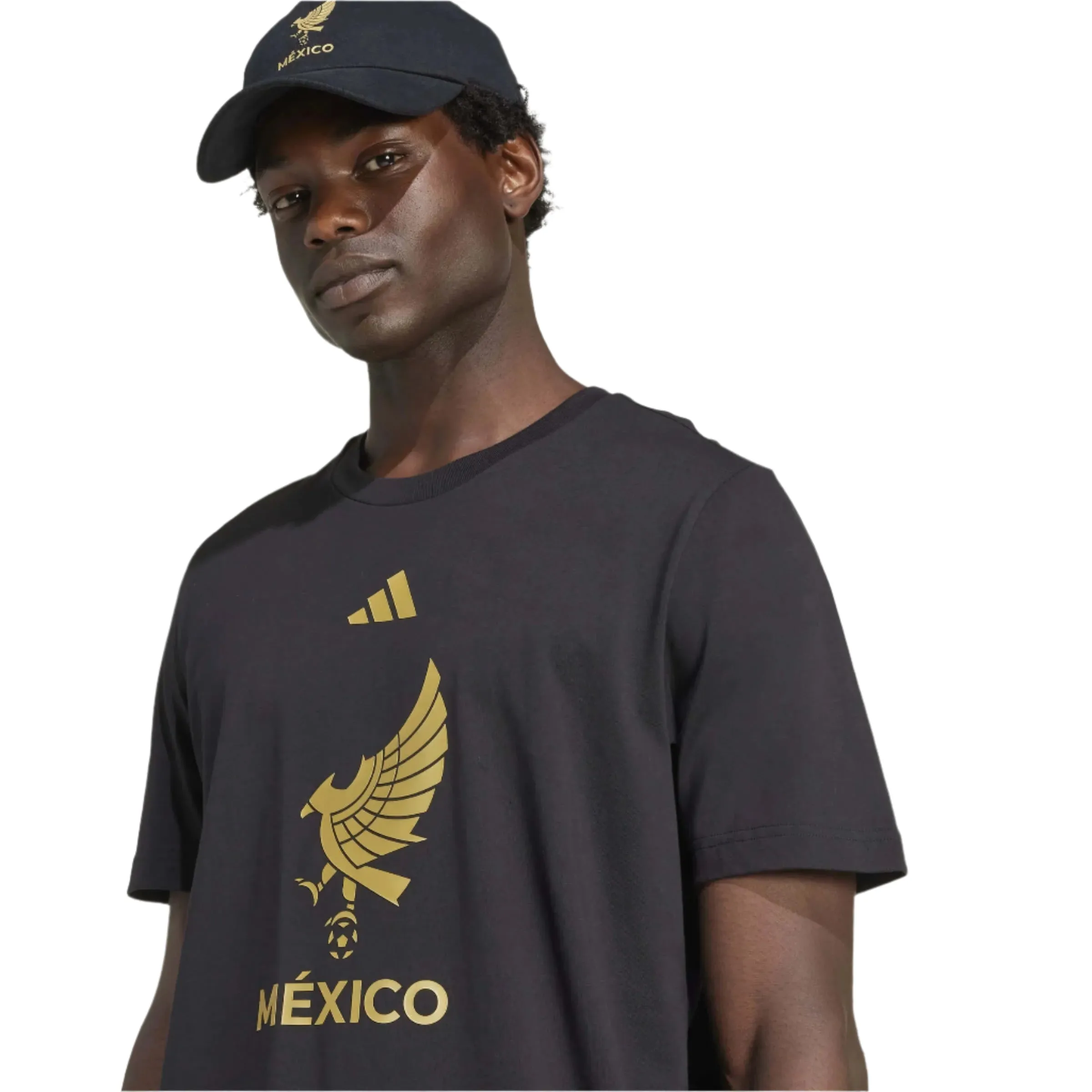 adidas Mexico 2025 DNA T-Shirt (Black/Gold) Essential Casual OekoTexCertified