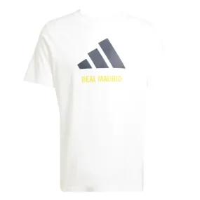 adidas Real Madrid Letter Logo T-Shirt (White) Bold and Comfortable Functional Wear