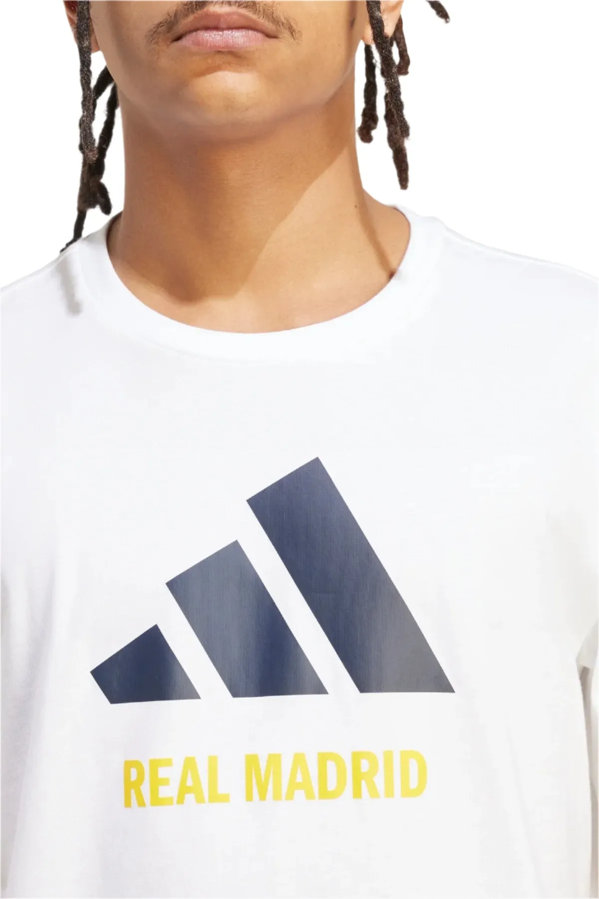 Street Trendy adidas Real Madrid Letter Logo T-Shirt (White)