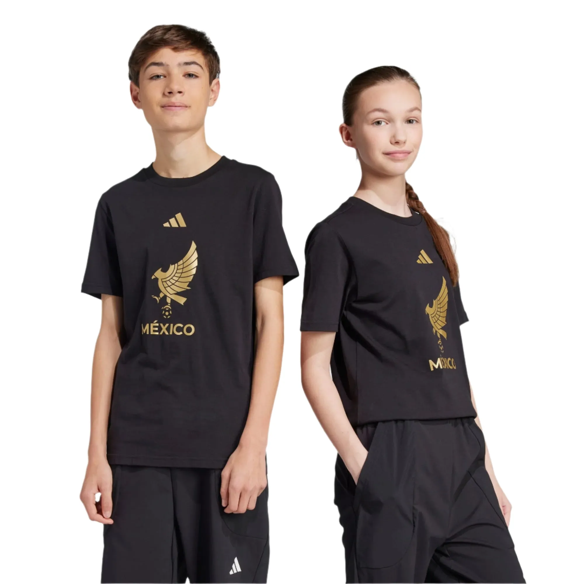 Outdoor Smart Relaxed Comfort Wear adidas Youth Mexico DNA T-Shirt (Black/Gold)