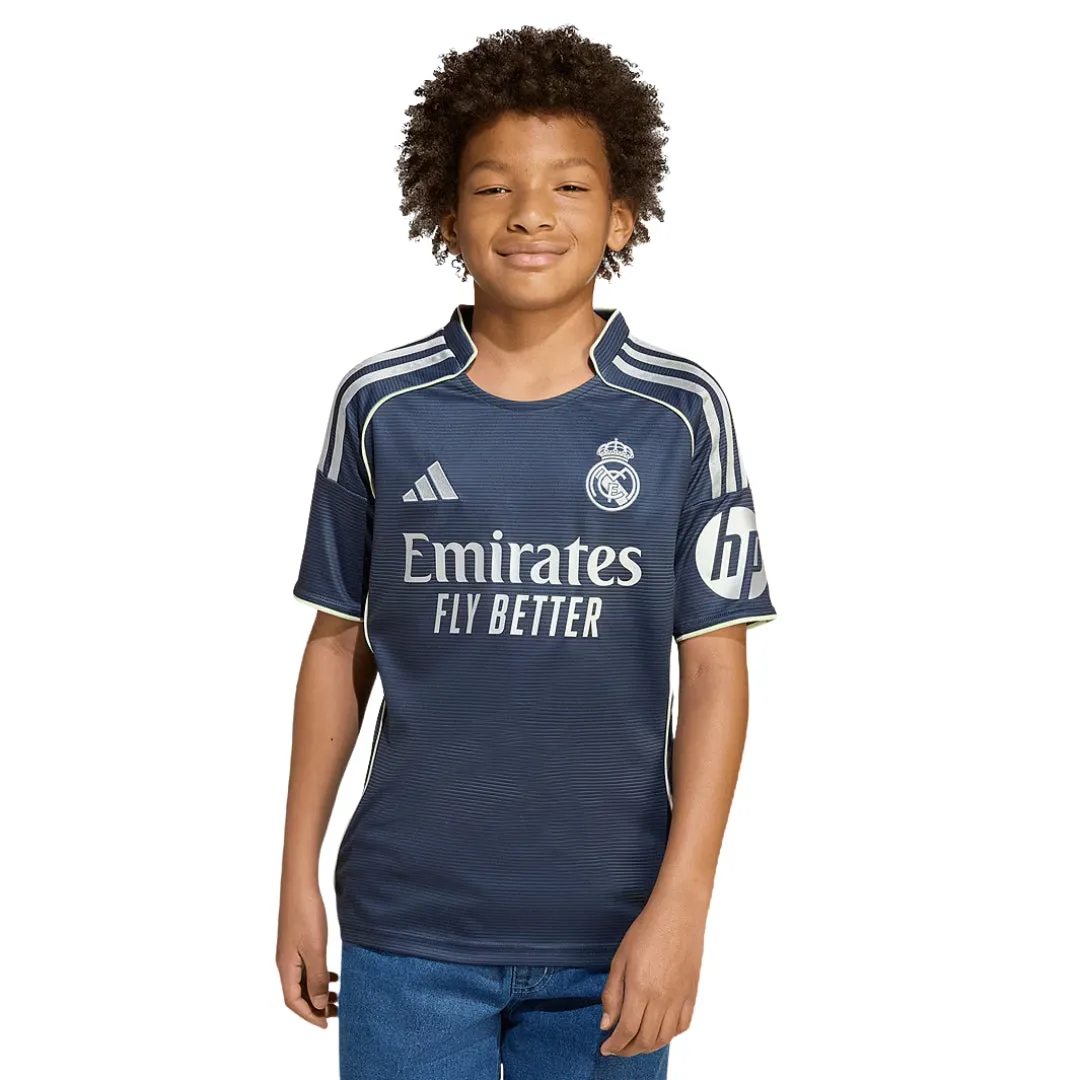 adidas Youth Real Madrid Kylian Mbappe Away Jersey 25/26 (Legend Ink) Non Restrictive Tailoring Soft Grip