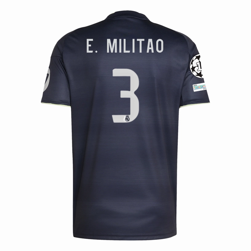 adidas ??. Milit?o Real Madrid 25/26 Away Jersey w/ Champions League Patches (Legend Ink) Performance Apparel Wicking Channel Technology