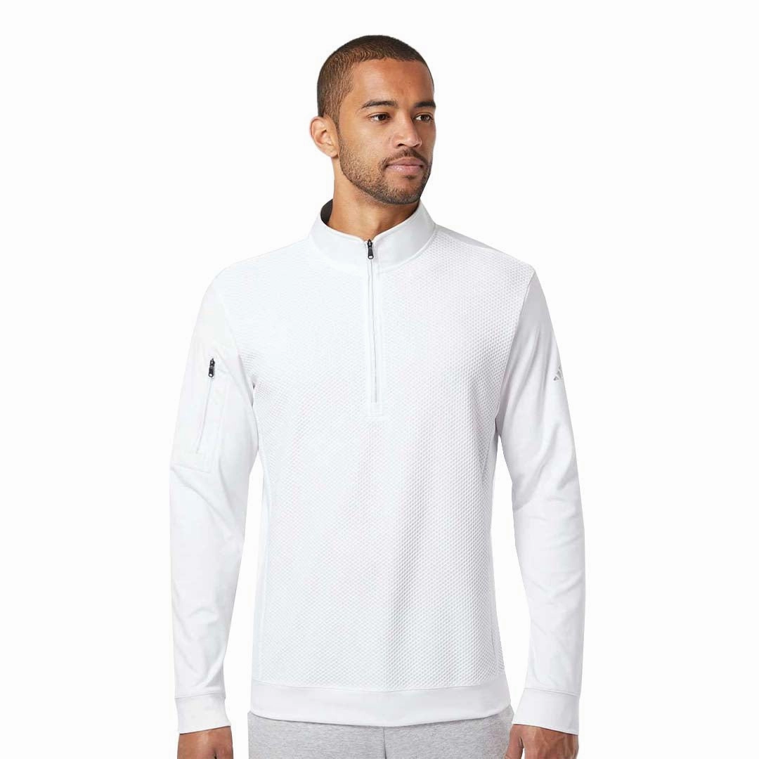 No Resistance Mesh Ventilation Zones adidas - Men's Textured 1/4 Zip Pullover (DZ7097)