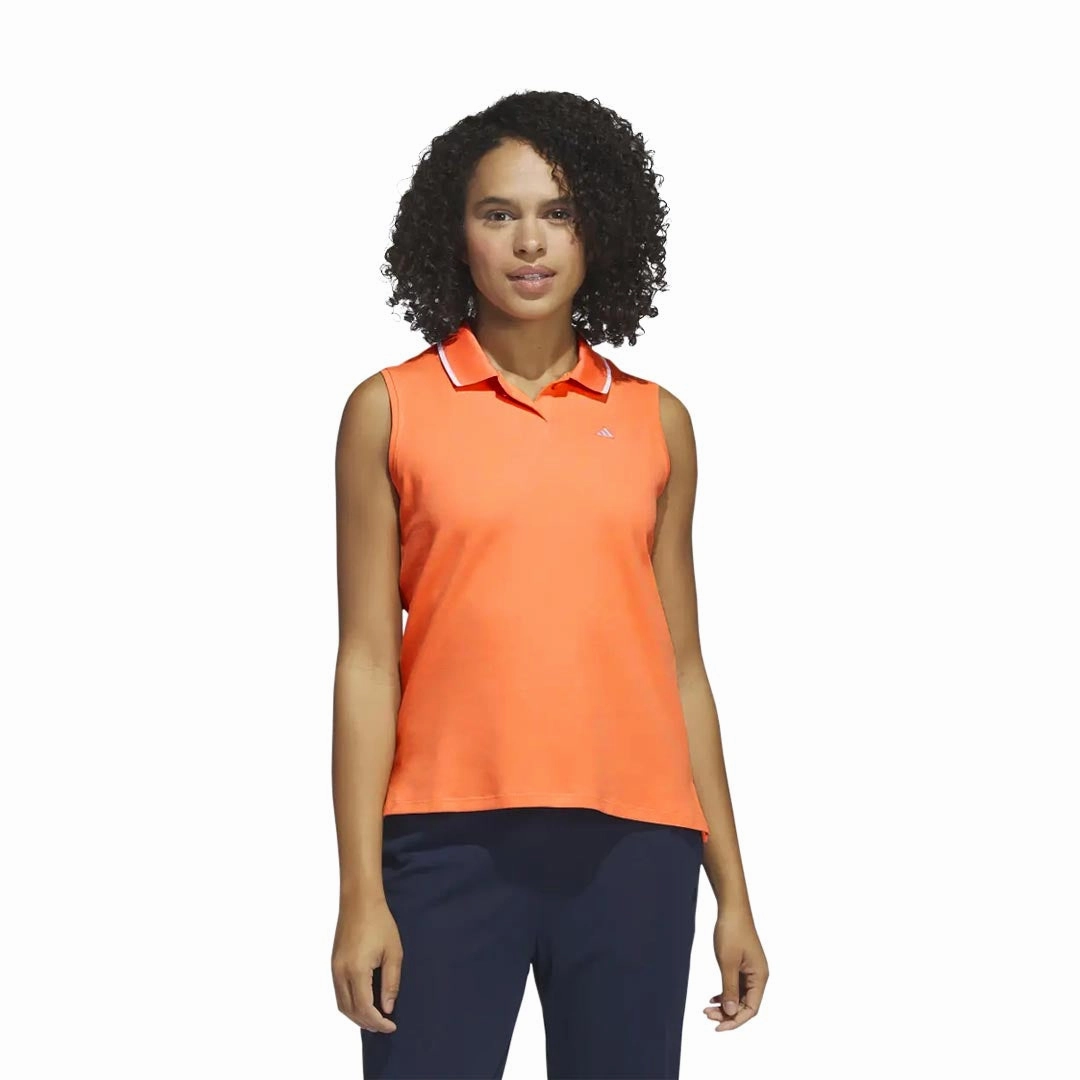 adidas - Women's Go-To Pique Sleeveless Polo (IB6091) Layered Mesh Inserts Reinforced Hem Structure