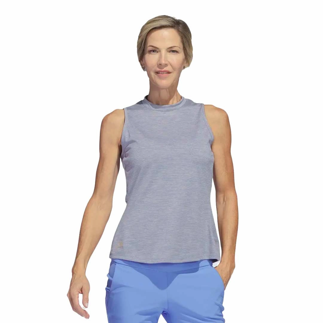 adidas - Women's Heathered Sleeveless Polo (HS8947) Breathable Back Vents Cool Touch