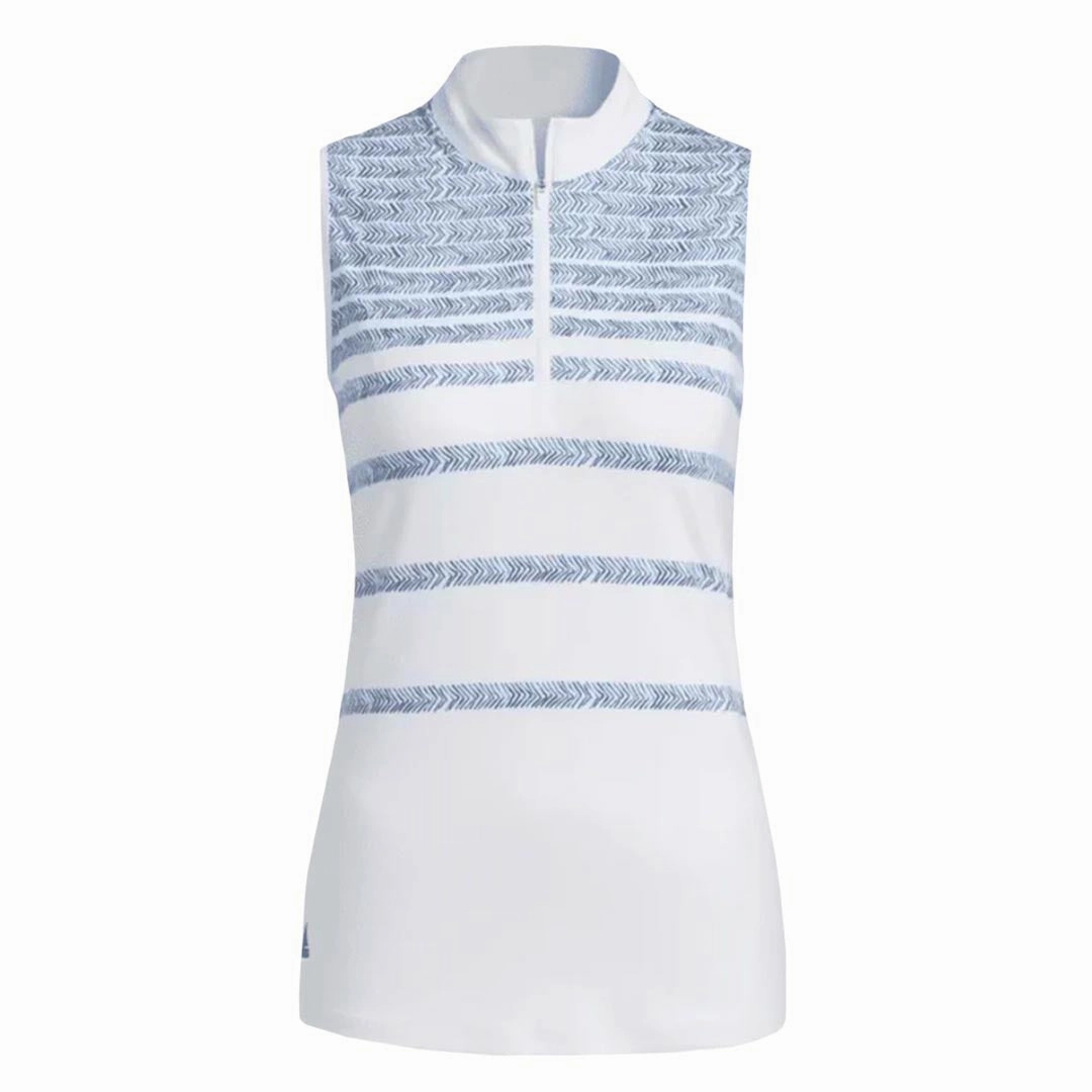 Quick Release Zipper Tech adidas - Women's Herringbone Stripe Sleeveless Polo (HG6966)