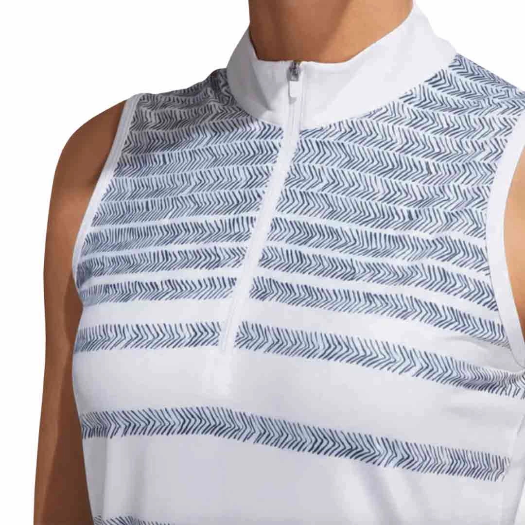 adidas - Women's Herringbone Stripe Sleeveless Polo (HG6966) Ultra Soft Feel Balanced Fit