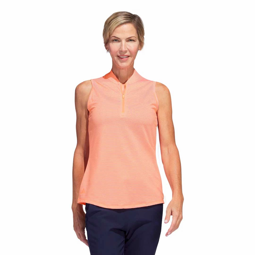 adidas - Women's Ottoman Printed Sleeveless Polo (HT1247) Athletic Collar Style Sleek lines