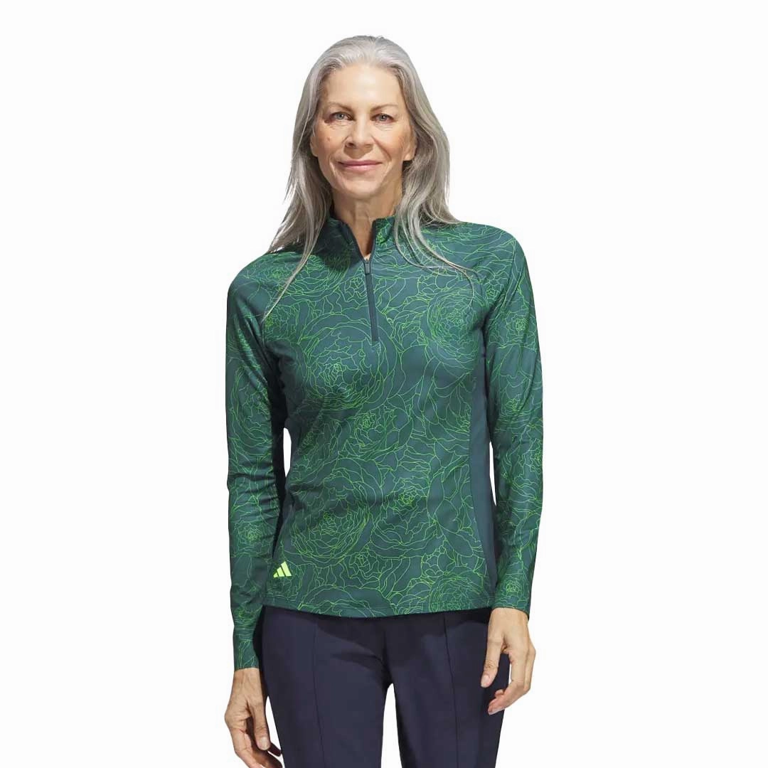 Stretchable Side Inserts adidas - Women's Printed Long Sleeve 1/4 Zip Sweater (IB2083)