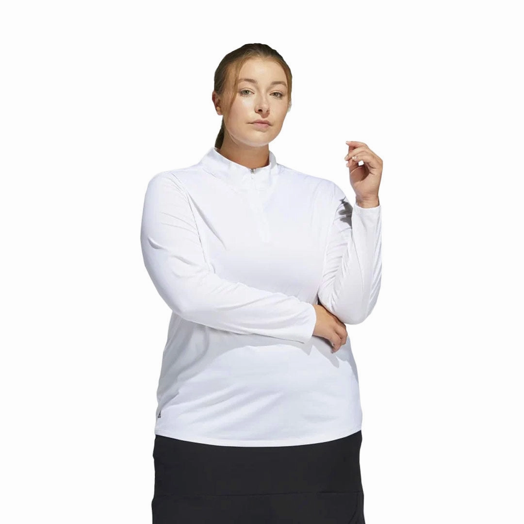 adidas - Women's Ultimate365 1/2 Zip Long Sleeve Golf T-Shirt (Plus Size) (HA3396) anti static coating