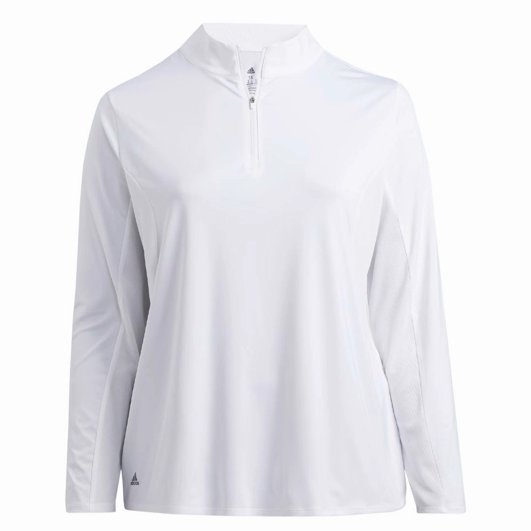 Pro Fit adidas - Women's Ultimate365 1/2 Zip Long Sleeve Golf T-Shirt (Plus Size) (HA3396)